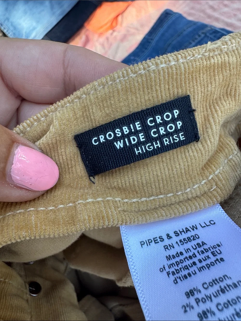 Veronica Beard crosbie crop tan Corduroy Button-Fly Pants